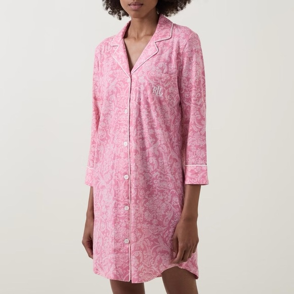 NWT Ralph Lauren Pink Paisley Jersey Pajama Dress - Picture 1 of 10